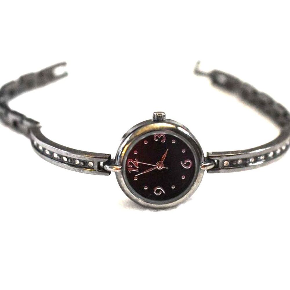 Voghish Black Face/Metal Rhinestone Accent Box Latch 7" New Battery Watch